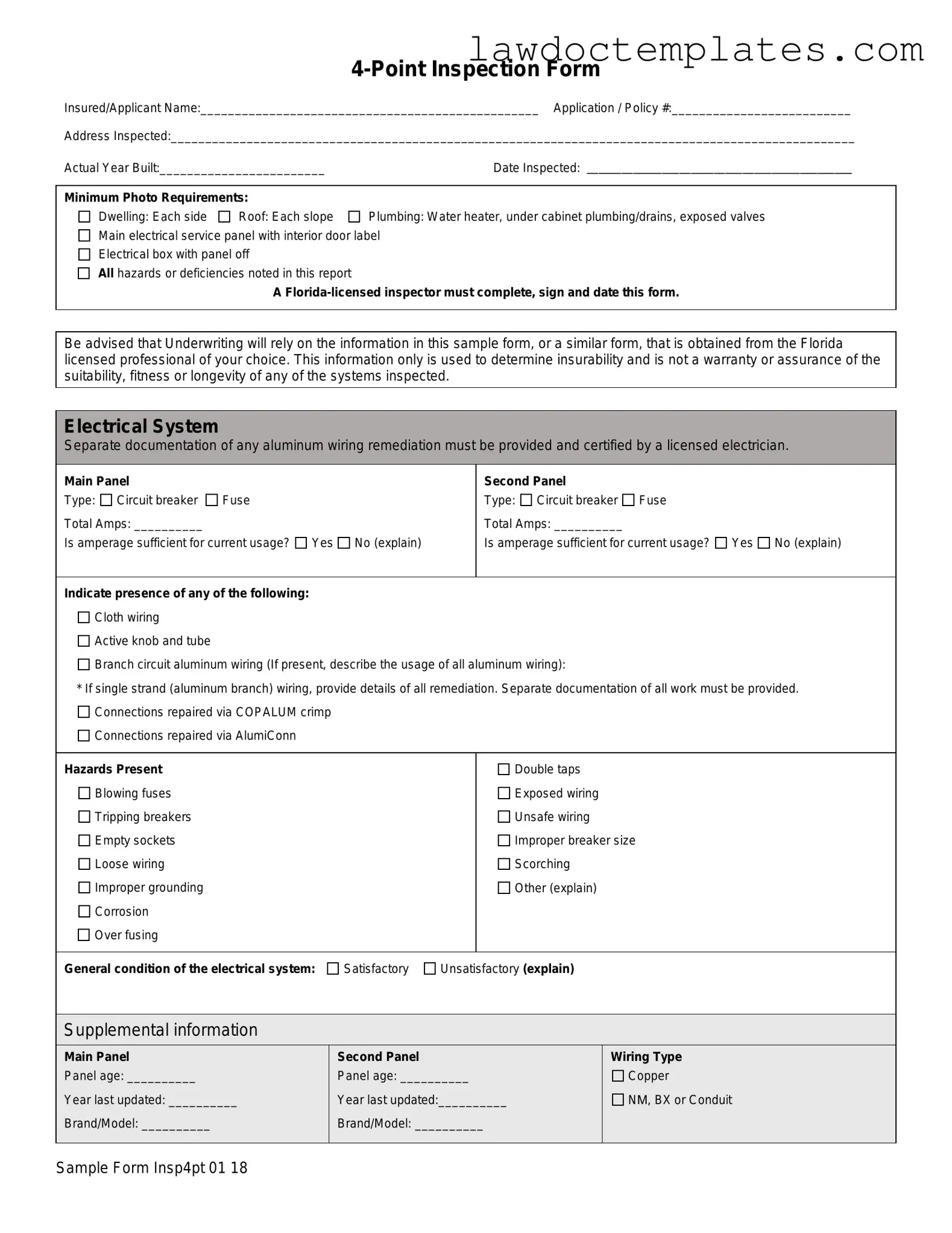 Fill Your 4 Point Inspection Form