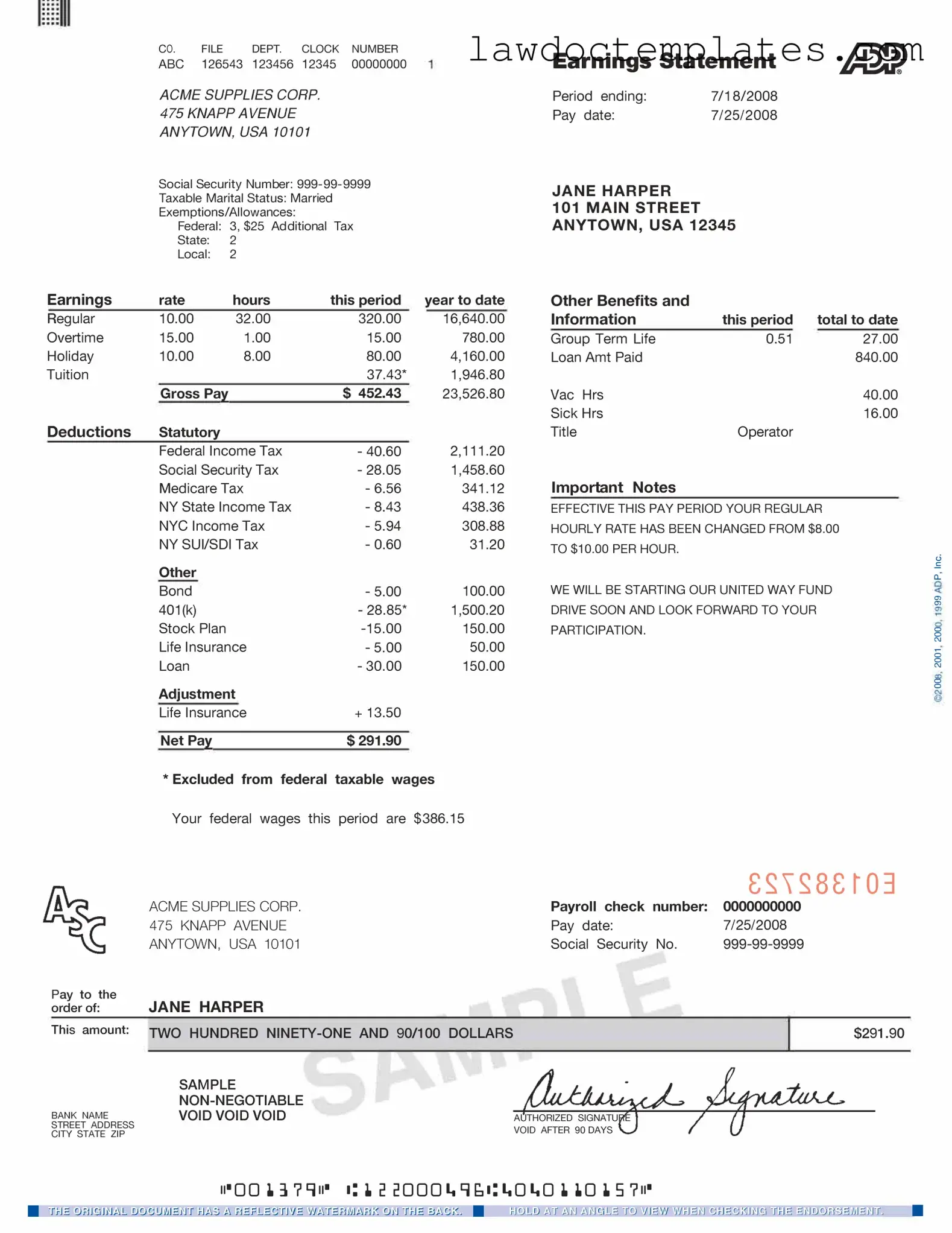 Fill Your Adp Pay Stub Form
