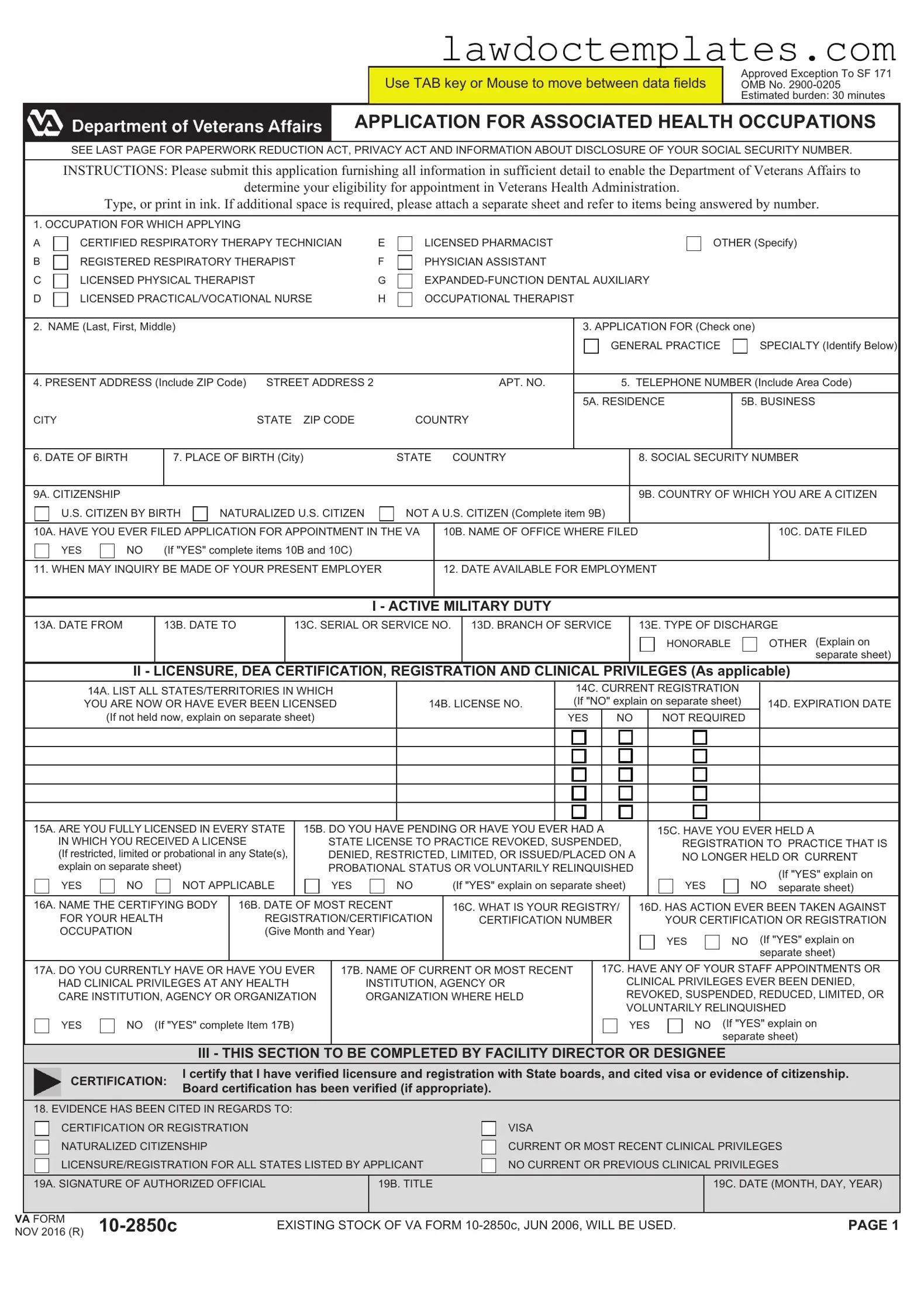 Fill Your VA 10-2850c Form