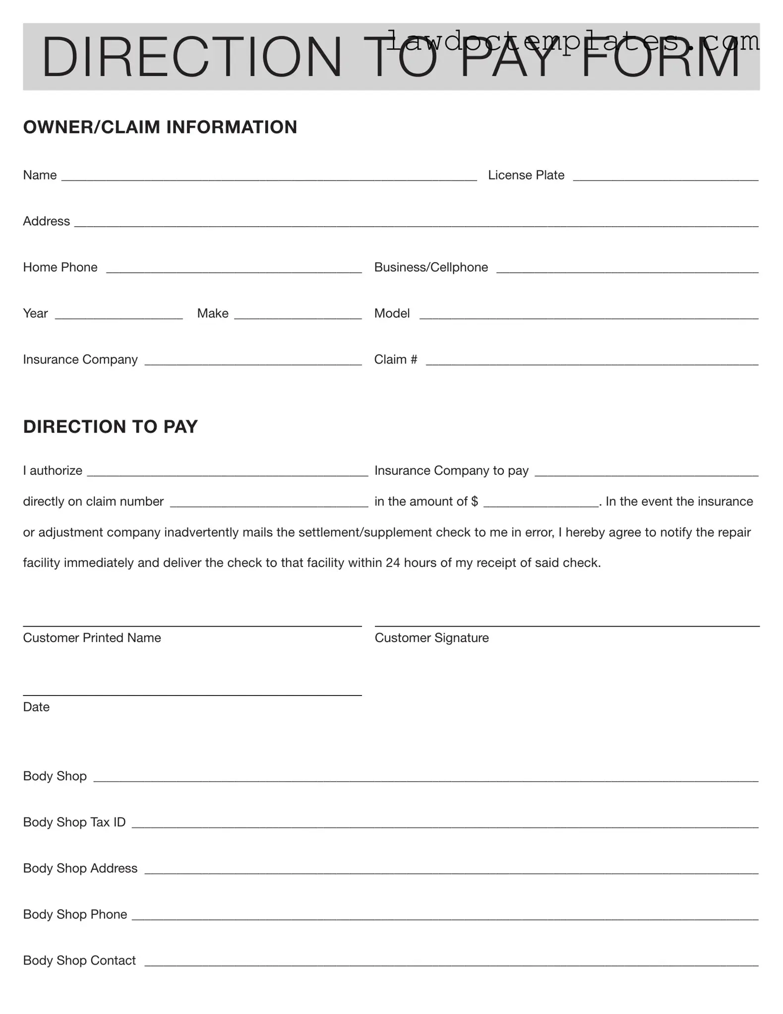 Fill Your Authorization And Direction Pay Form