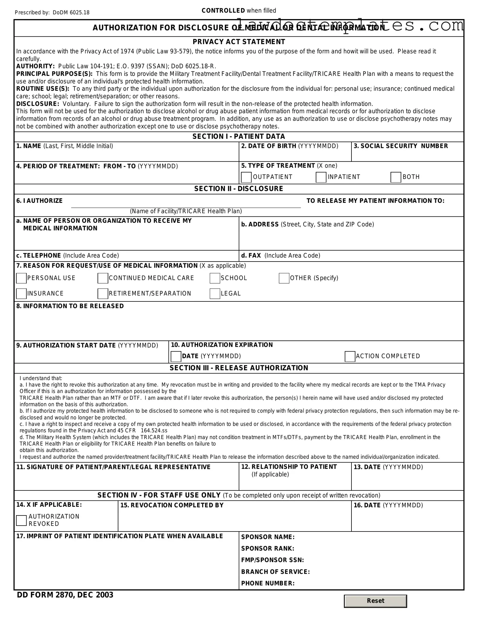 Fill Your DD 2870 Form