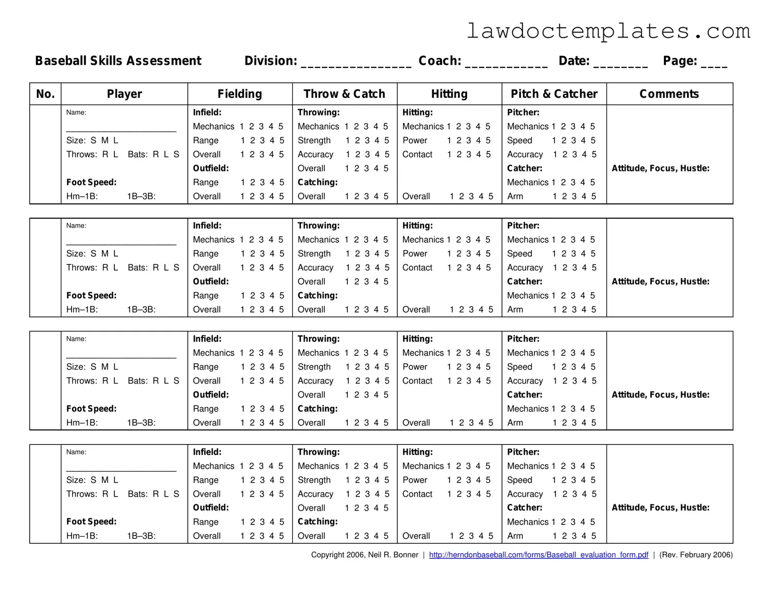 Fill Your Baseball Assessment Form