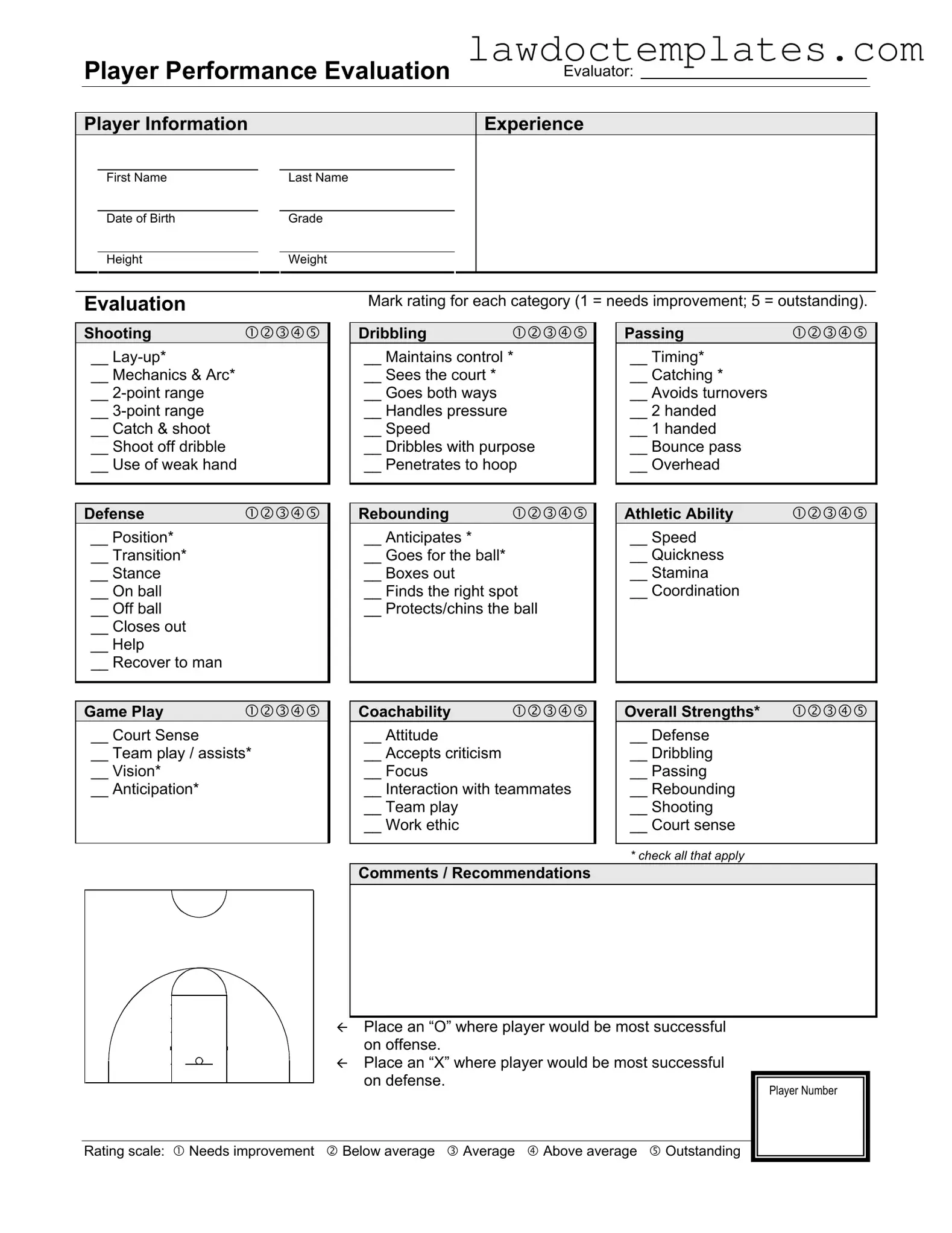 Fill Your Basketball Evaluation Form