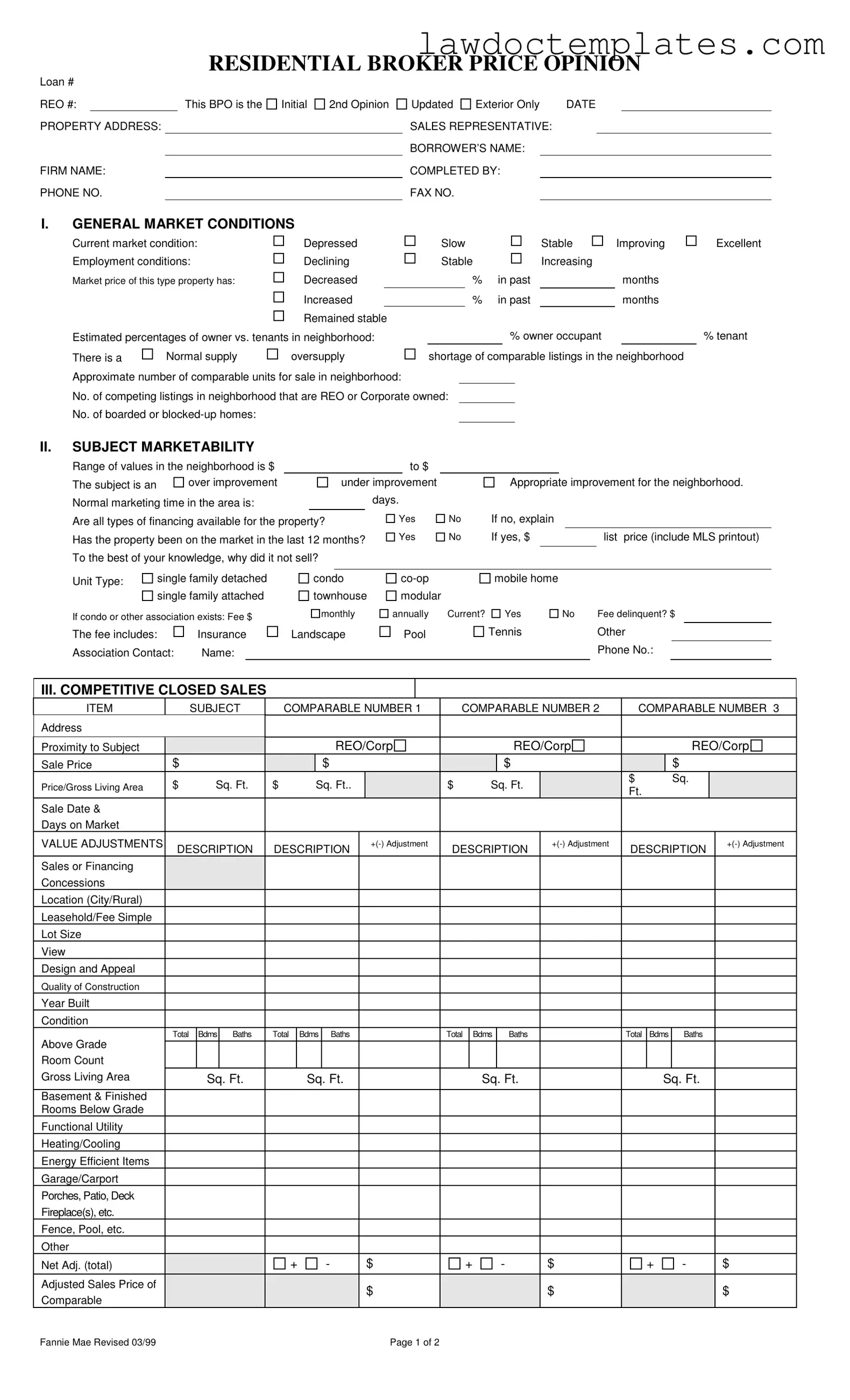 Fill Your Broker Price Opinion Form