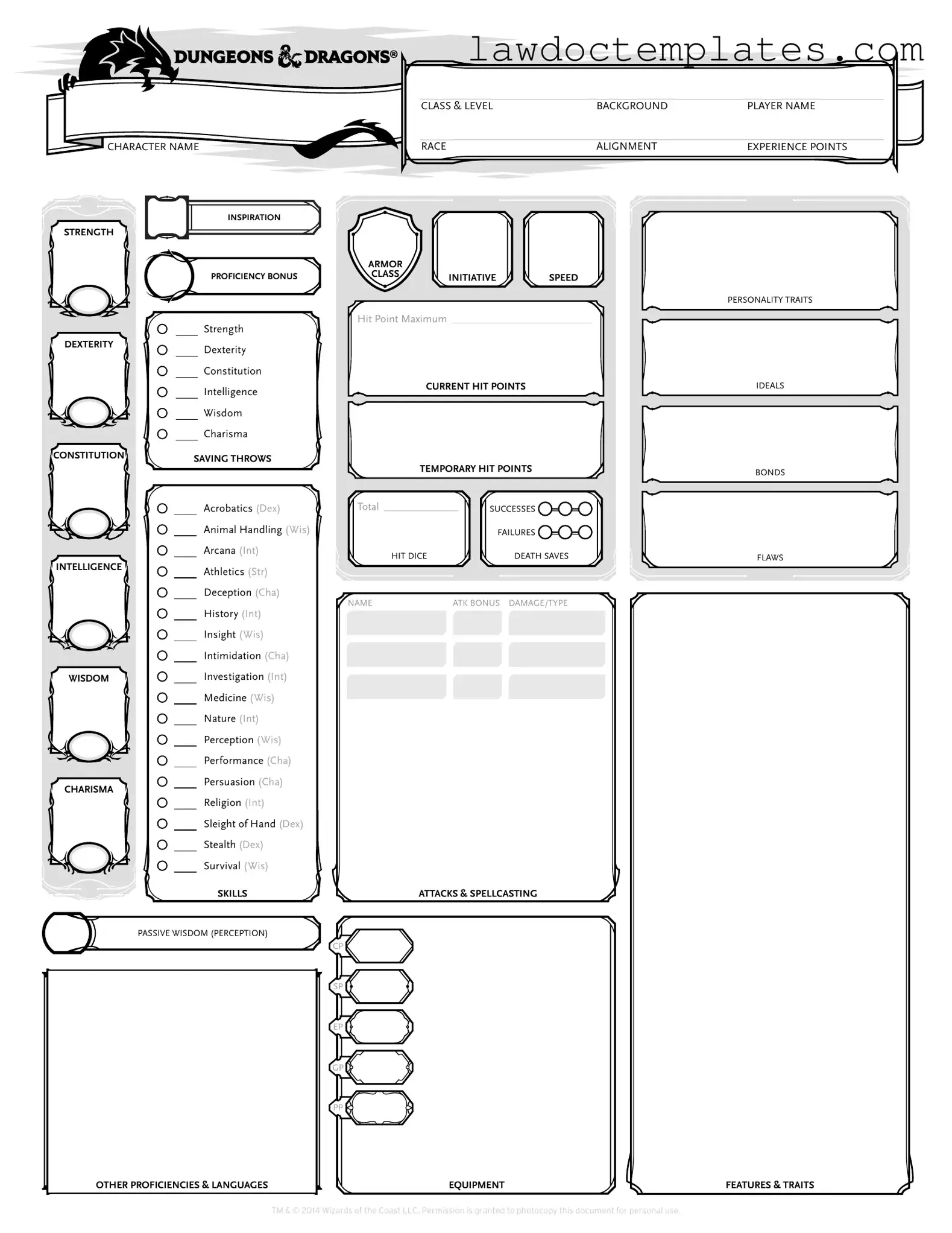 Fill Your Dnd Character Sheet Form