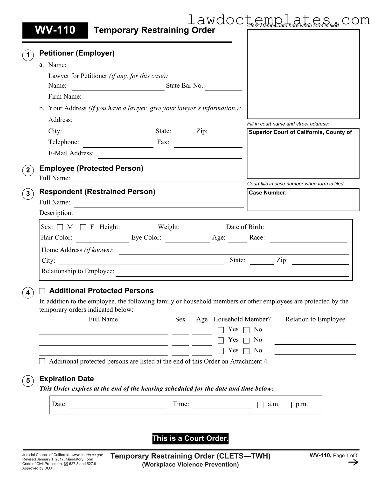 Fill Your Fake Restraining Order Form