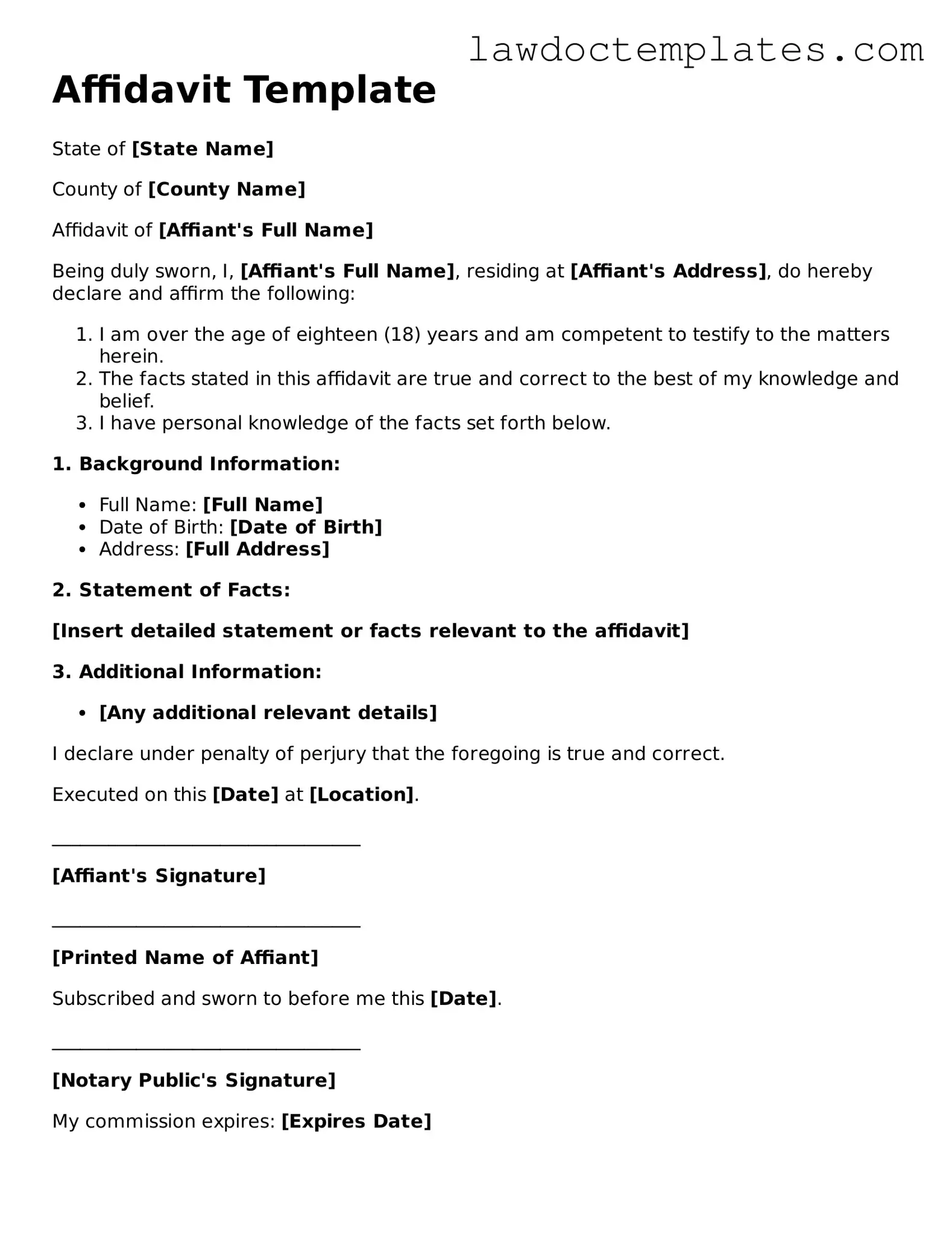 Blank Affidavit Document