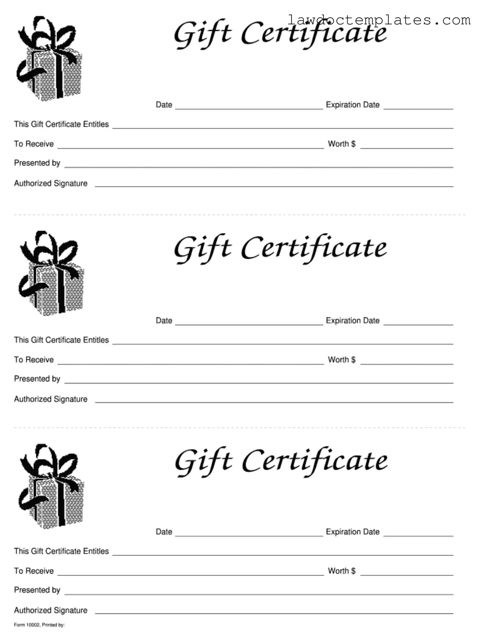 Fill Your Gift Certificate Form