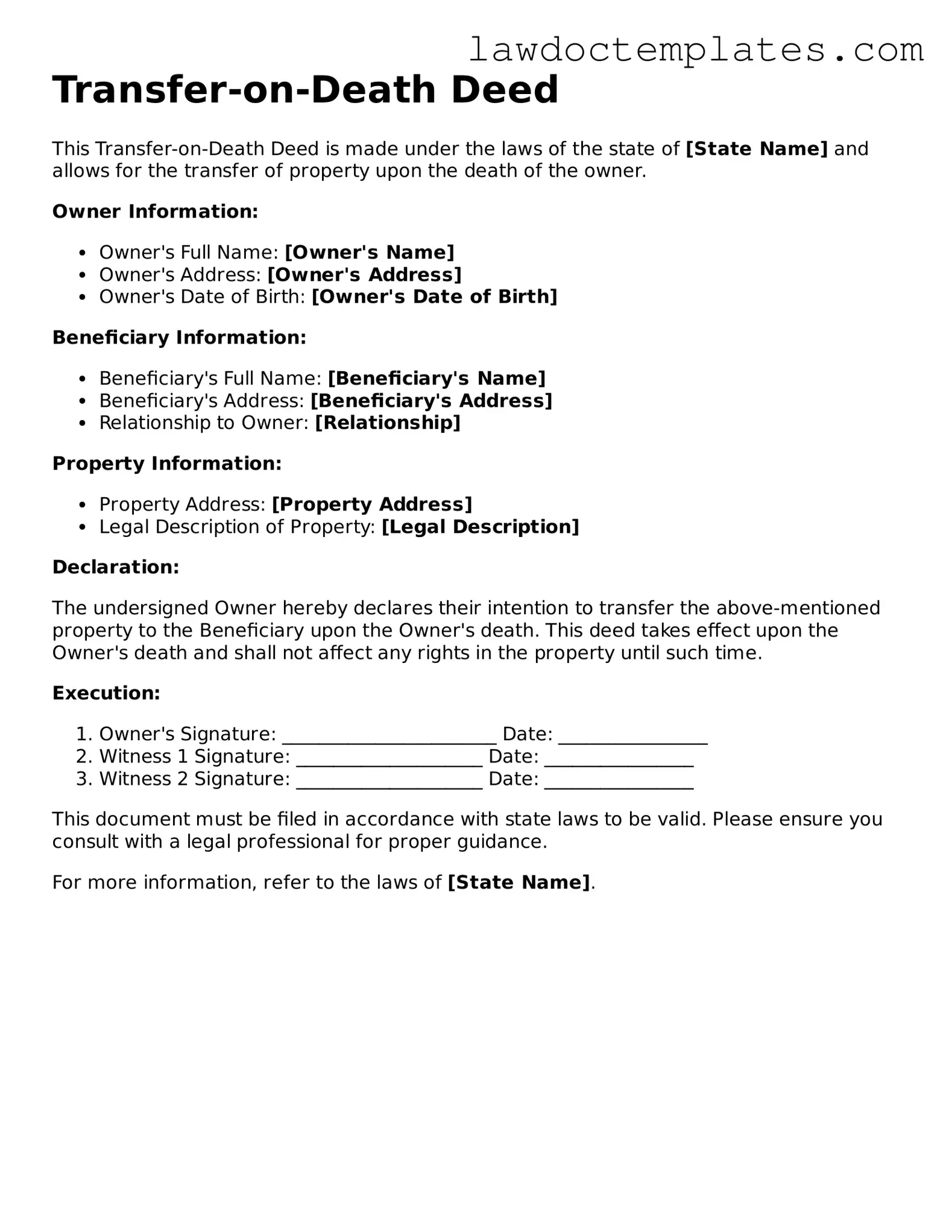 Blank Transfer-on-Death Deed Document