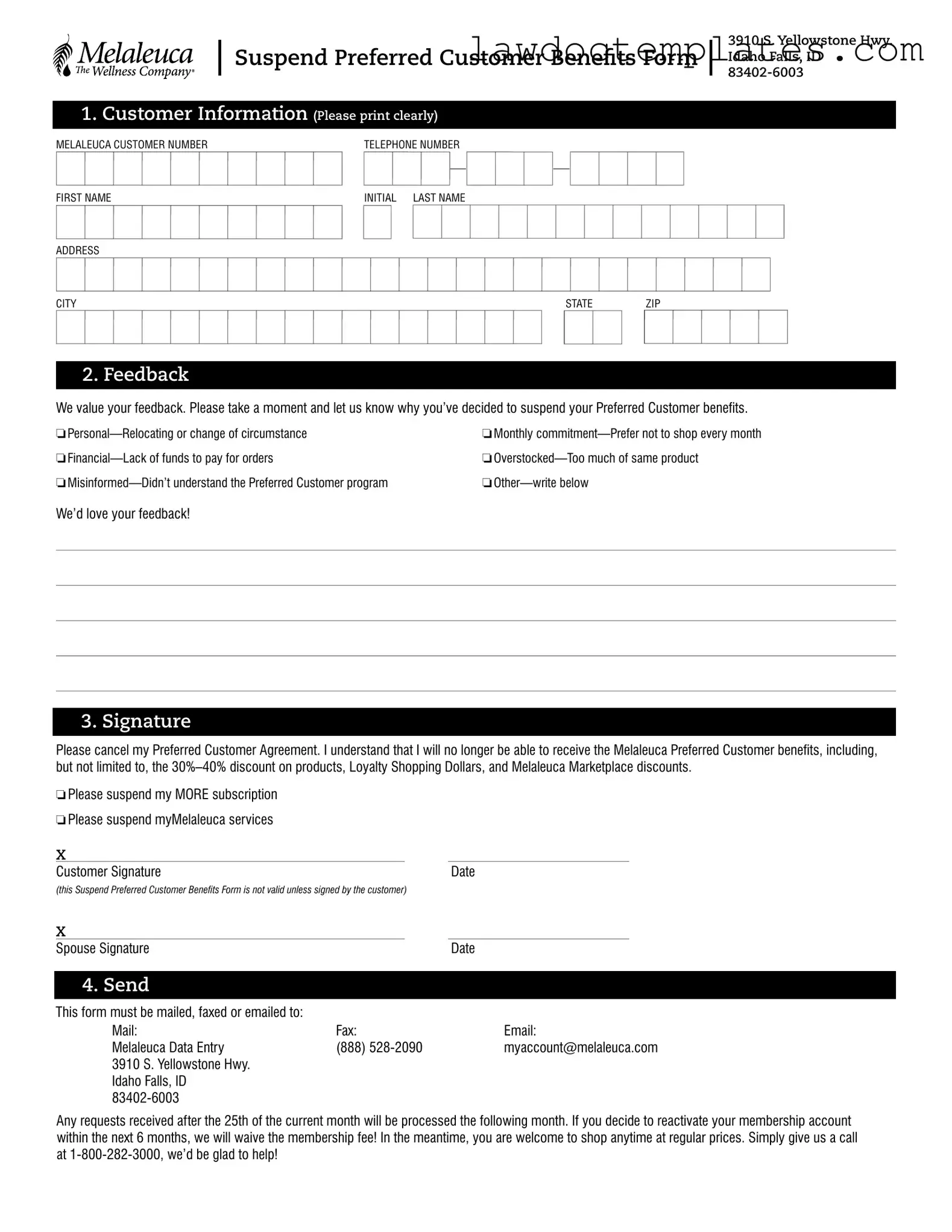 Fill Your Melaleuca Cancellation Form