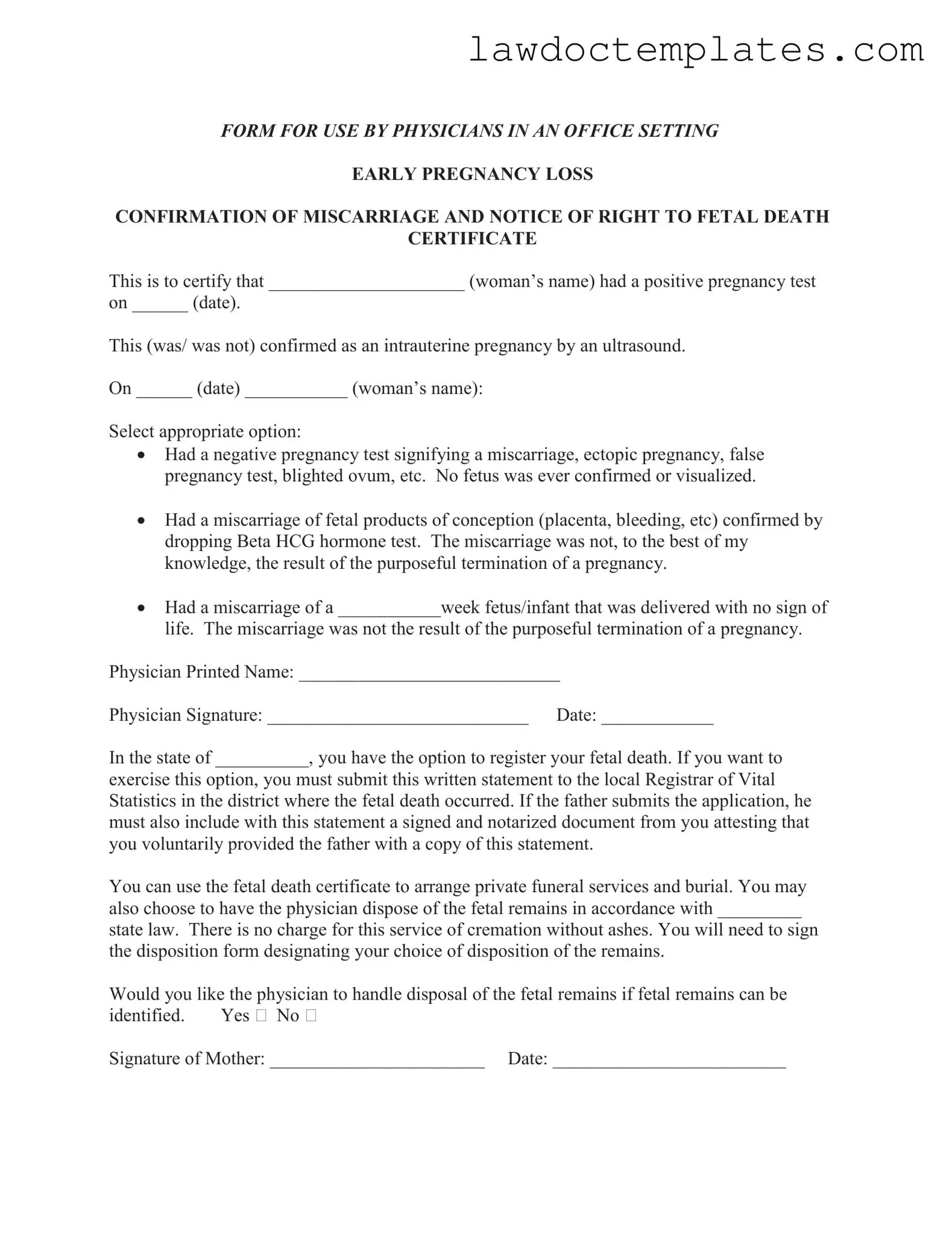 Fill Your Miscarriage Discharge Paper Form