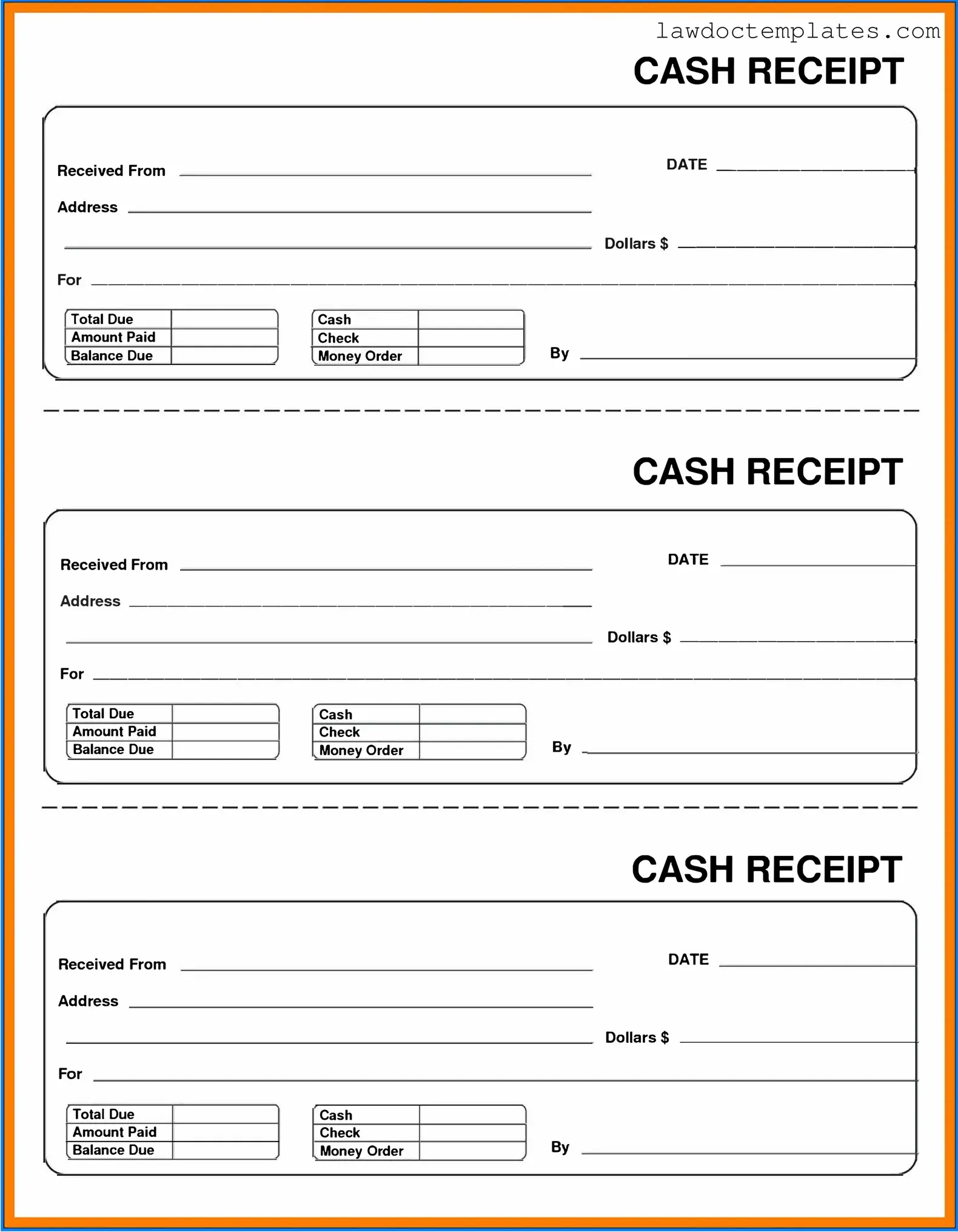 Fill Your Cash Receipt Form