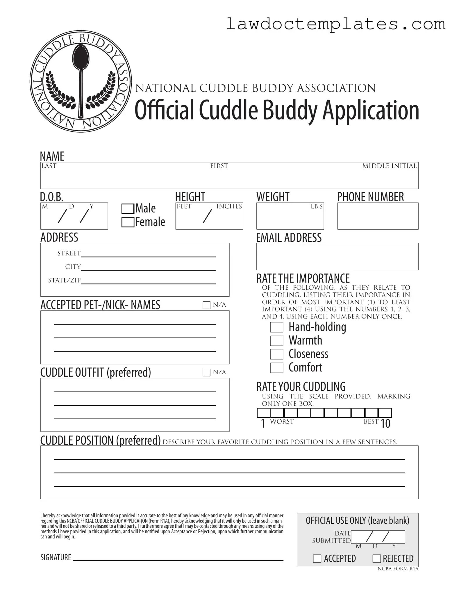 Fill Your Cuddle Buddy Application Form