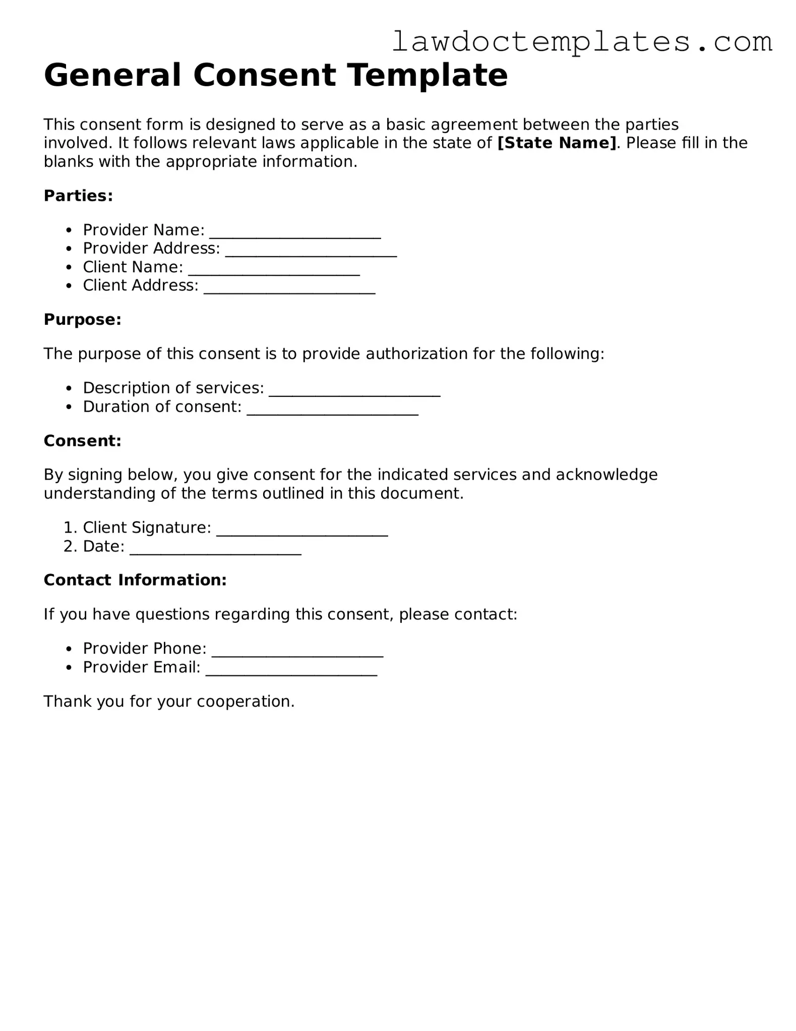 Blank Consent Document