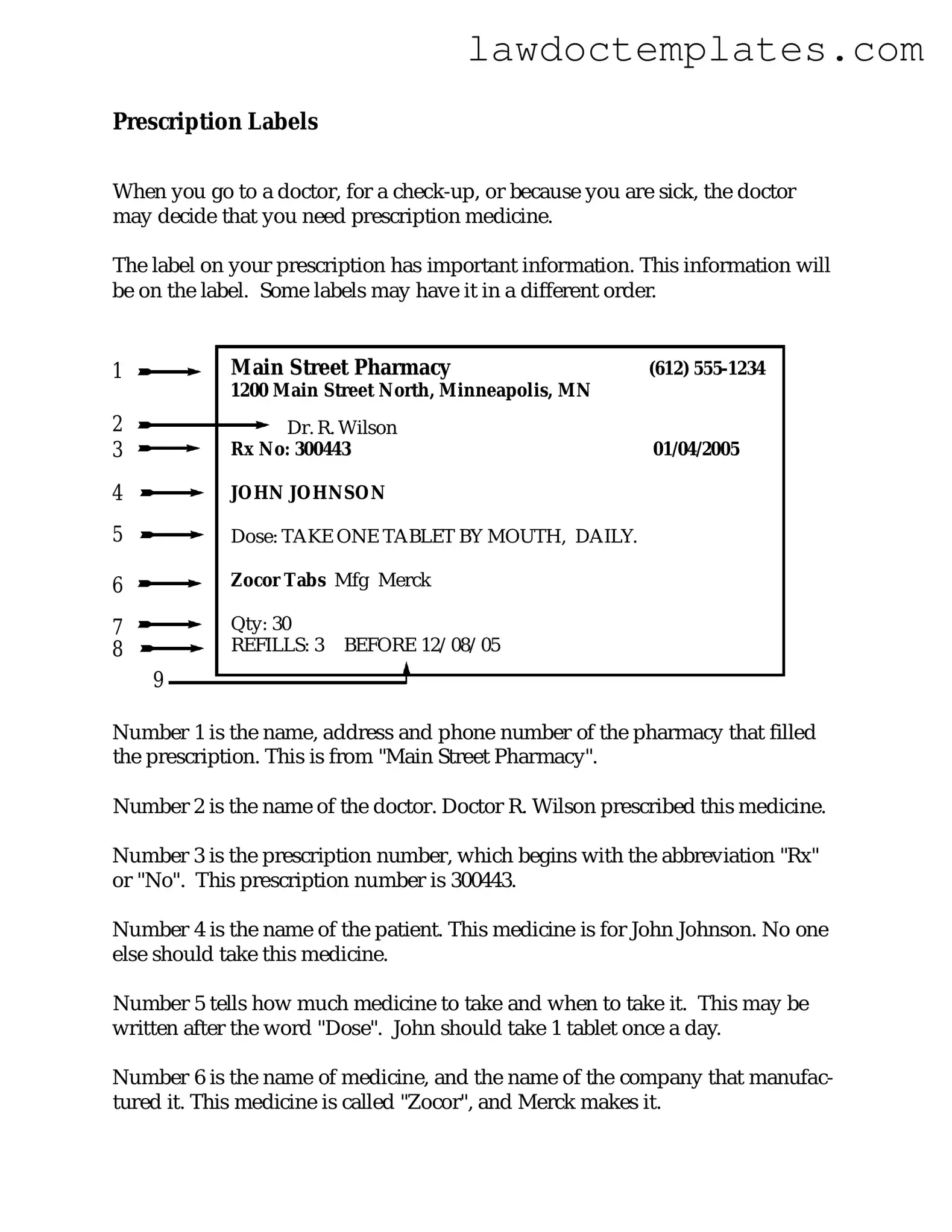 Fill Your Prescription Label Form