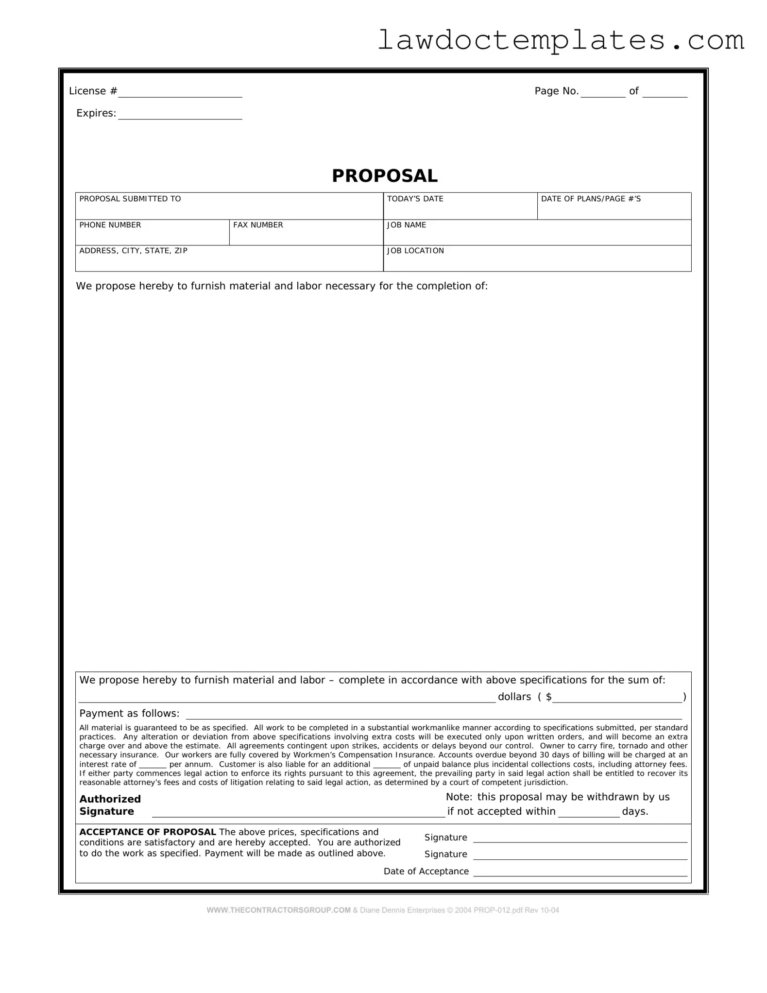 Fill Your Construction proposal form Form