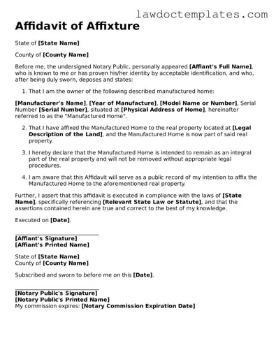 Blank Affidavit of Affixture Document