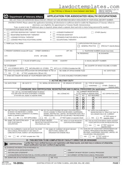 Fill Your VA 10-2850c Form