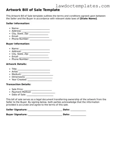 Blank Artwork Bill of Sale Document