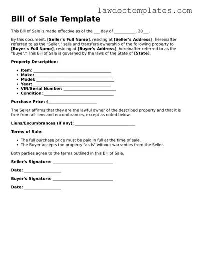 Blank Bill of Sale Document