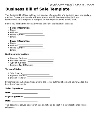 Blank Business Bill of Sale Document