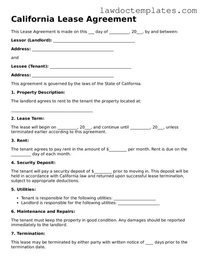 Lease Agreement Document for California State