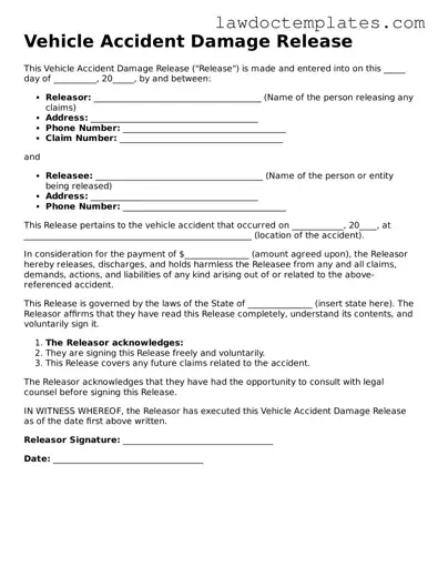 Blank Vehicle Accident Damage Release Document