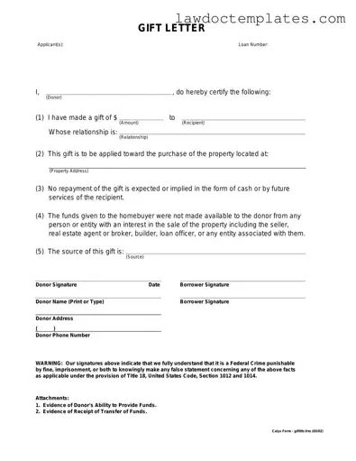 Fill Your Gift Letter Form