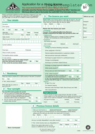 Fill Your D1 Dvla Form