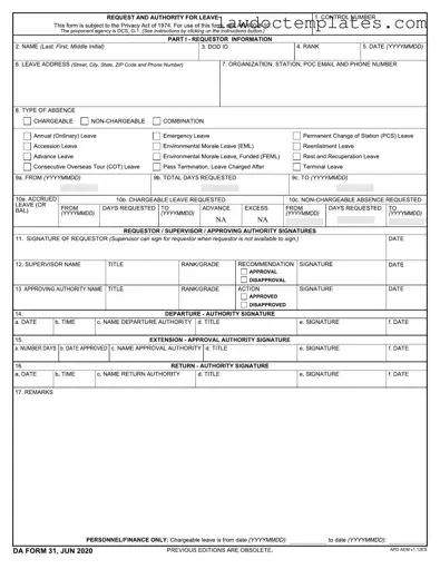 Fill Your Da 31 Form
