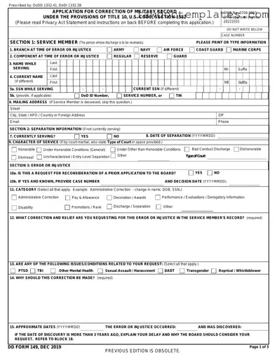 Fill Your DD 149 Form