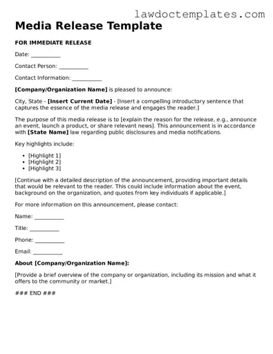 Blank Media Release Document