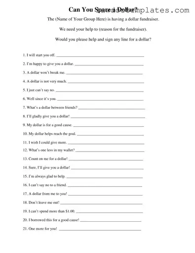 Fill Your Donated A Dollar Form