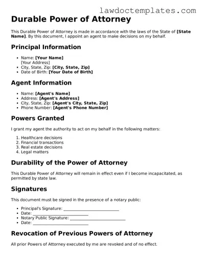 Blank Durable Power of Attorney Document
