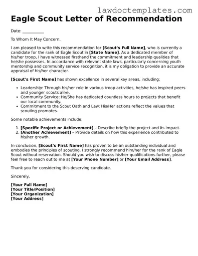 Blank Eagle Scout Letter of Recommendation Document