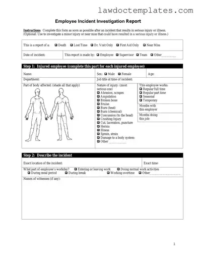 Fill Your Employee Accident Report Form