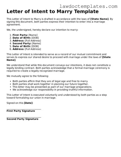 Blank Letter of Intent to Marry Document