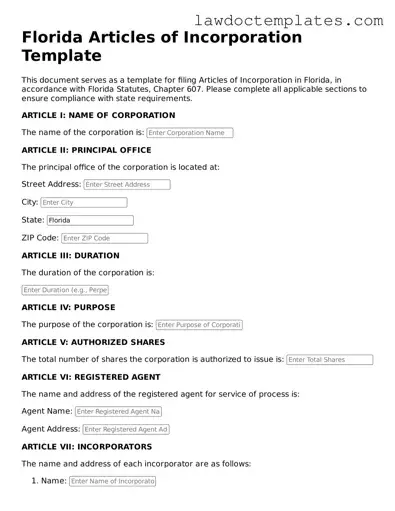 Articles of Incorporation Document for Florida State