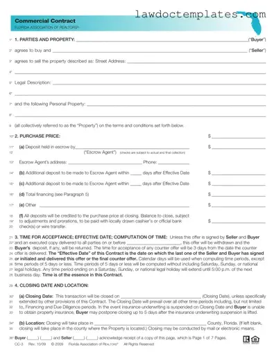 Fill Your Florida Commercial Contract Form