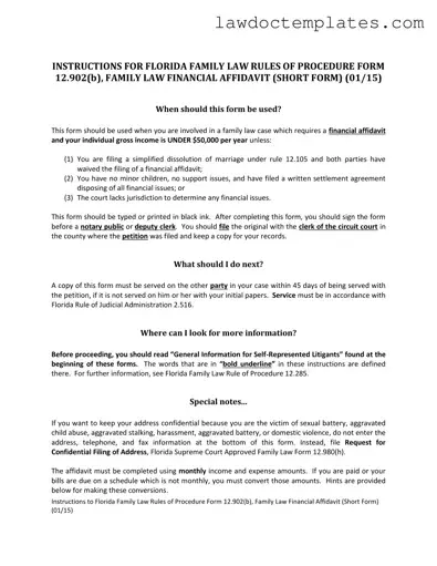 Fill Your Florida Financial Affidavit Short 12.902(b) Form