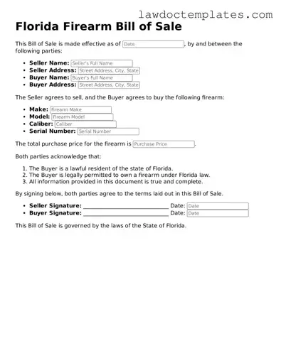 Firearm Bill of Sale Document for Florida State