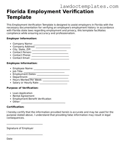 Employment Verification Document for Florida State