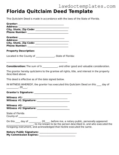 Quitclaim Deed Document for Florida State