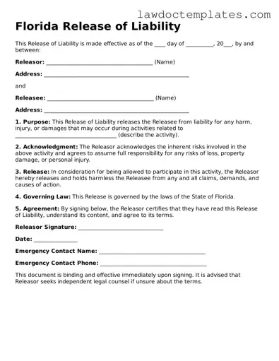 Release of Liability Document for Florida State