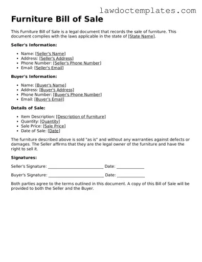 Blank Furniture Bill of Sale Document