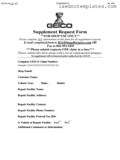 Fill Your Geico Supplement Request Form