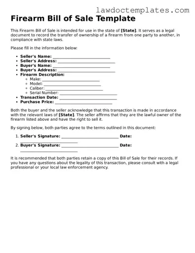 Blank Firearm Bill of Sale Document