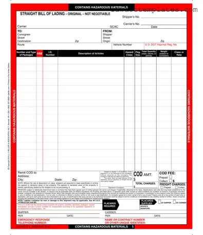 Fill Your Hazard Bill Of Ladden Form