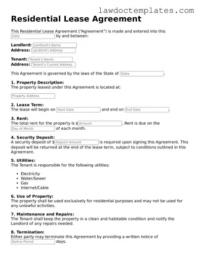 Blank Residential Lease Agreement Document