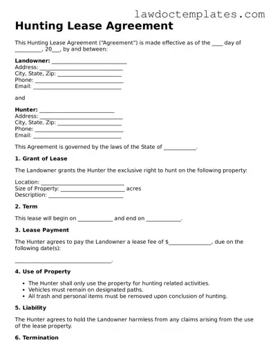 Blank Hunting Lease Agreement Document